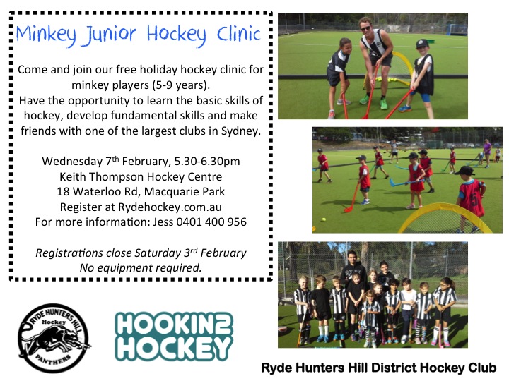 FREE Ryde Hockey Minkey Clinic 5-9 years