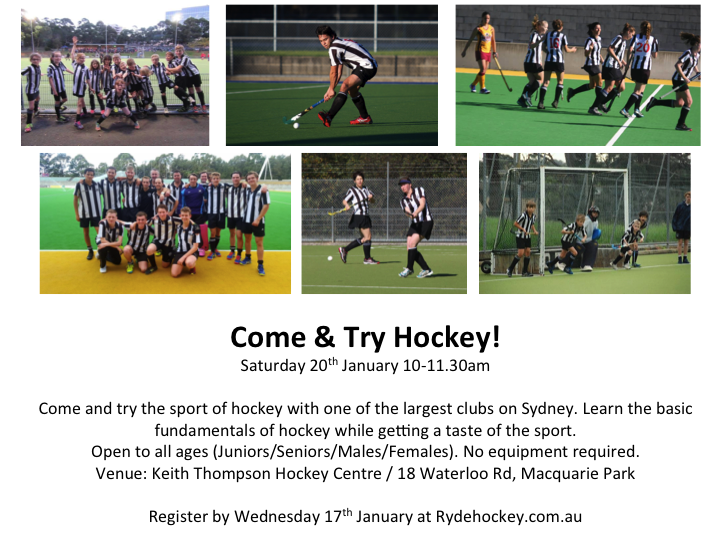 Come & try hockey with Ryde Hockey Club